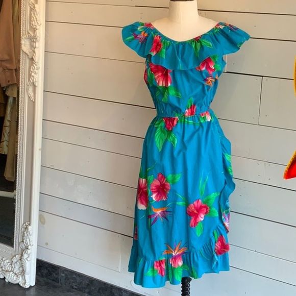 Vintage Dresses & Skirts - 80s Hawaiian summer dress